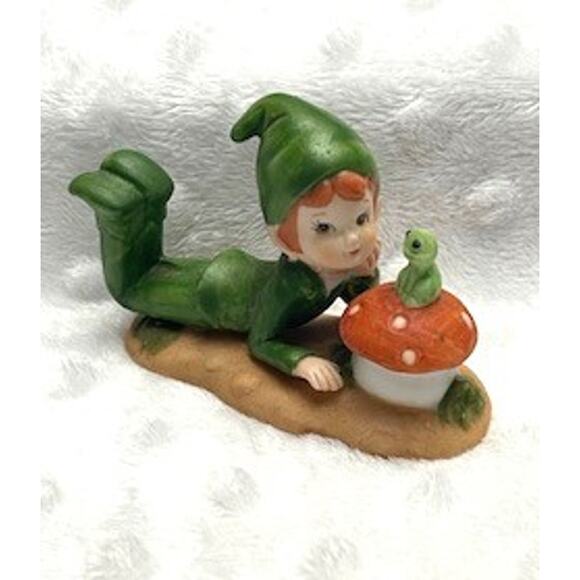 Vintage Lefton Pixie Elf, Hand Painted Ceramic Bisque Figurine, #03563, (1983) - Picture 1 of 5